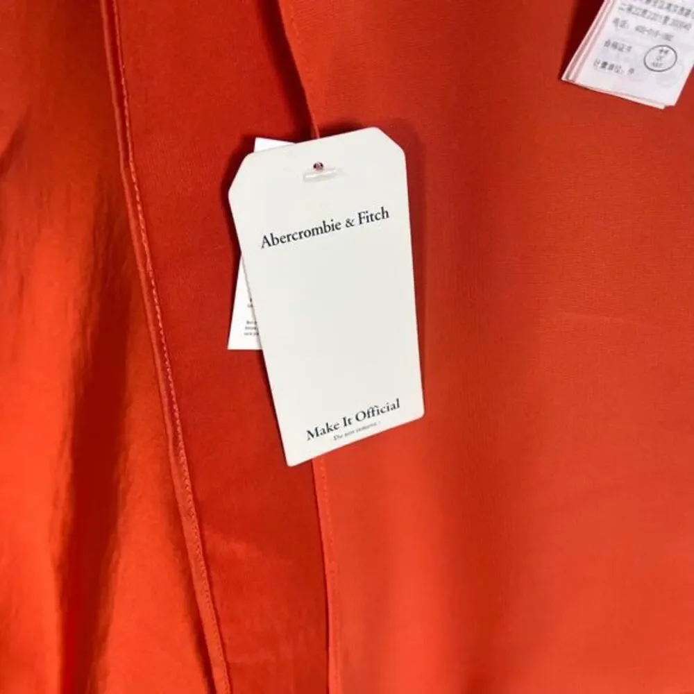 Abercrombie & Fitch Size Small Orange Satin Strapless Slip Maxi Dress Front Slit